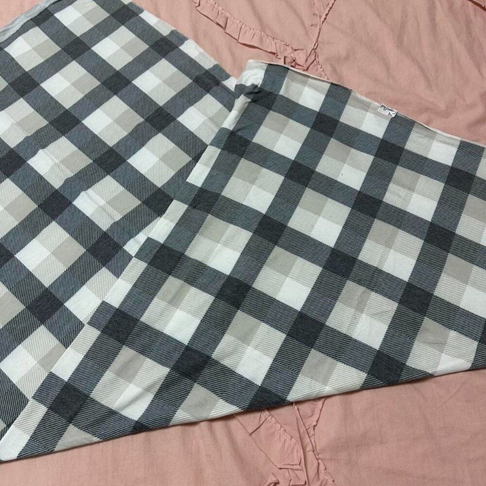 Copper Pearl gray & white plaid swaddle blanket.